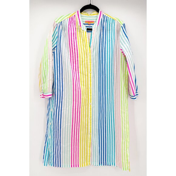 Vilagallo Women's NEON Stripe Shirt Dress - Picture 9 of 9